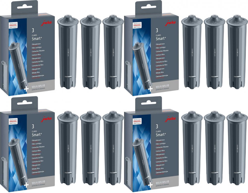4x Filtr do wody Jura Claris Smart Plus, do ekspresów Jura, 3 sztuki