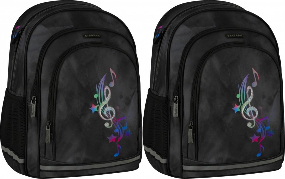 2x Plecak szkolny Starpak Music, jednokomorowy, 23l, 39.5x29x20cm, grafitowy