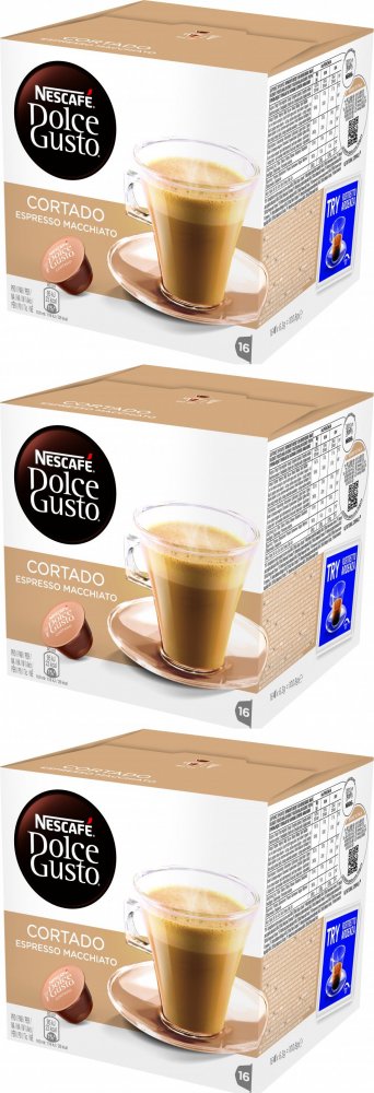 3x Kapsułki do ekspresu Nescafé Dolce Gusto Cortado Espresso Macchiato, 16 sztuk
