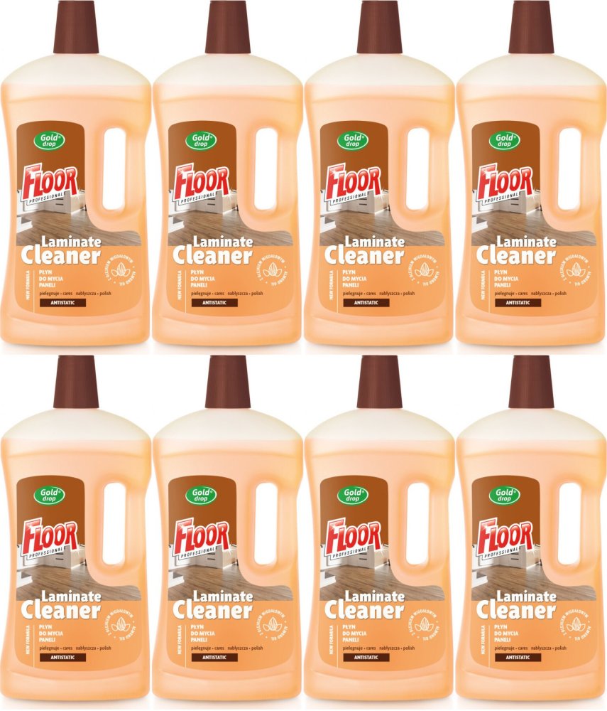 8x Płyn do mycia paneli Floor Gold Drop, z olejkiem migdałowym, 1l
