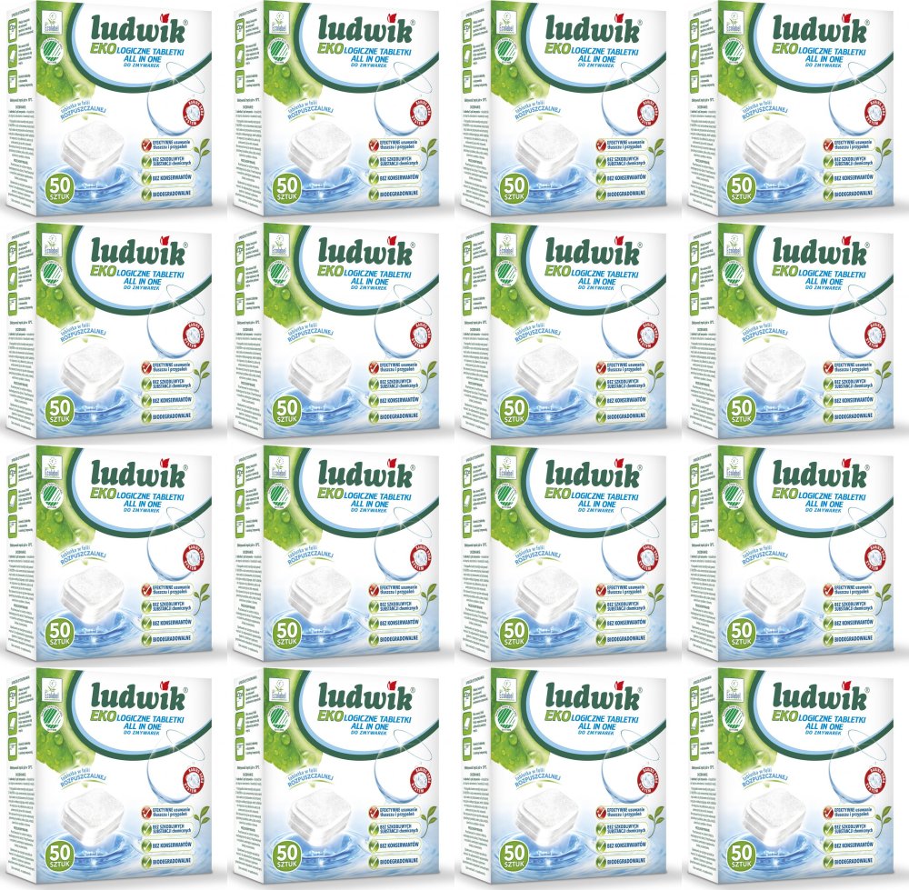 16x Tabletki do zmywarek Ludwik Ekologiczny All in One, 50 sztuk