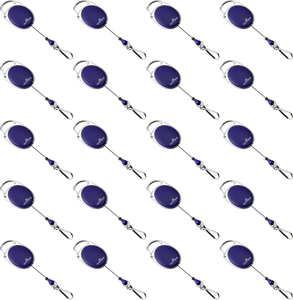 20x Mechanizm ściągający Durable Jojo Style, metalowe zapięcie - karabińczyk, linka 80cm, granatowy