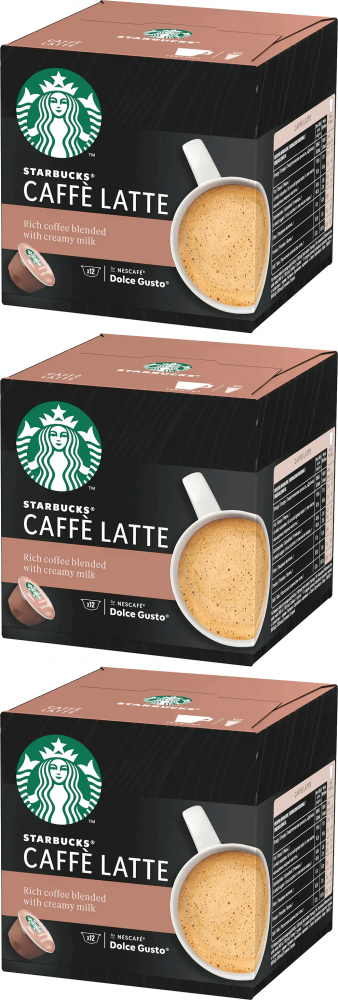 3x Kapsułki do ekspresu Starbucks Caffe Latte, 12 sztuk