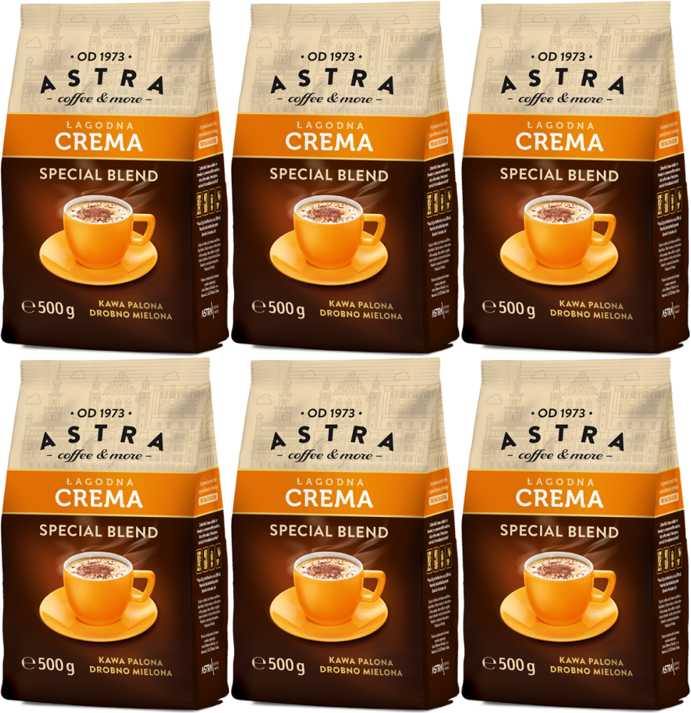 6x Kawa mielona Astra Łagodna Crema, 500g