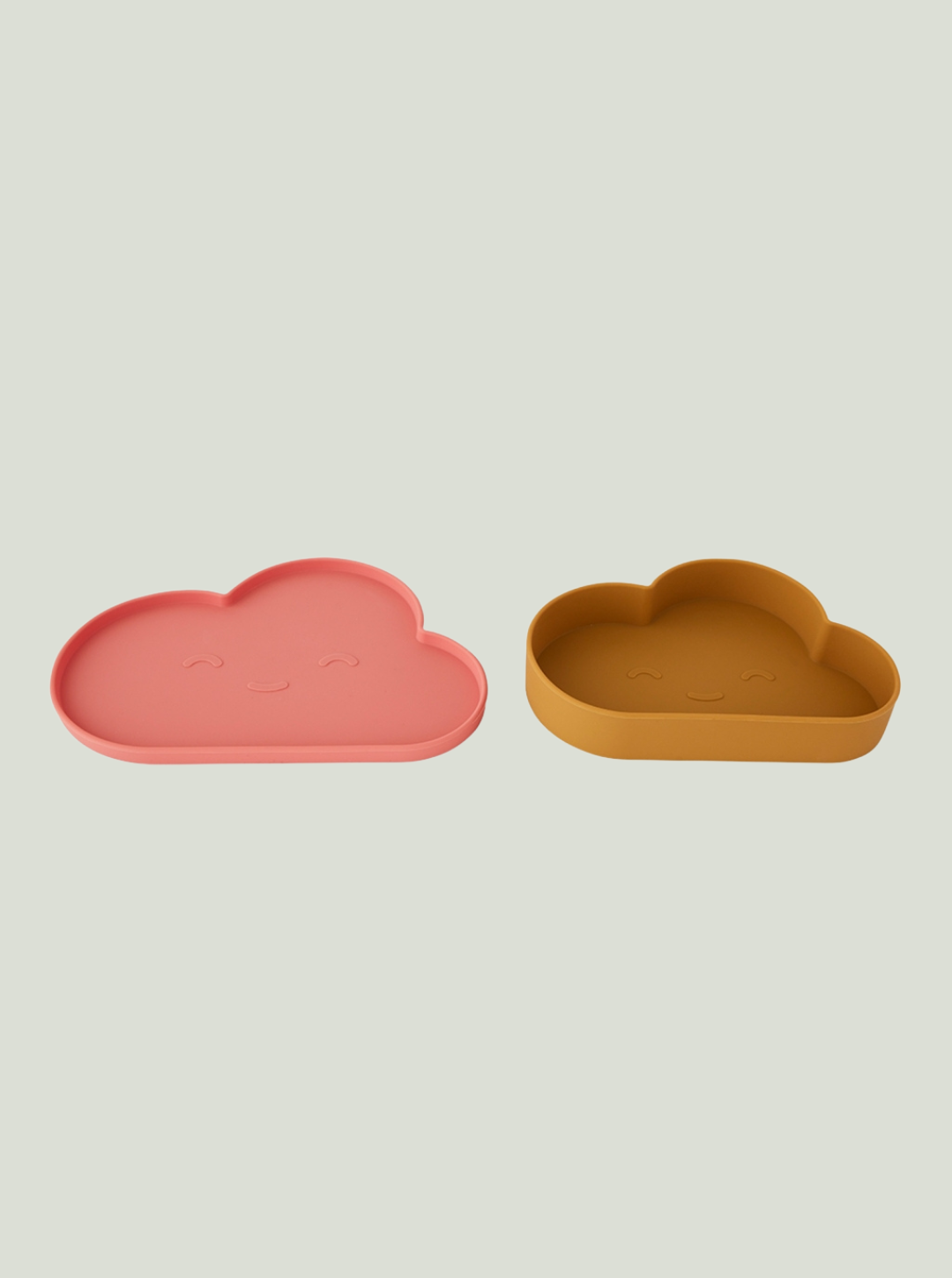 Talerz i miska Chloe Cloud Light Rubber / Coral – zestaw 2 szt OYOY Mini