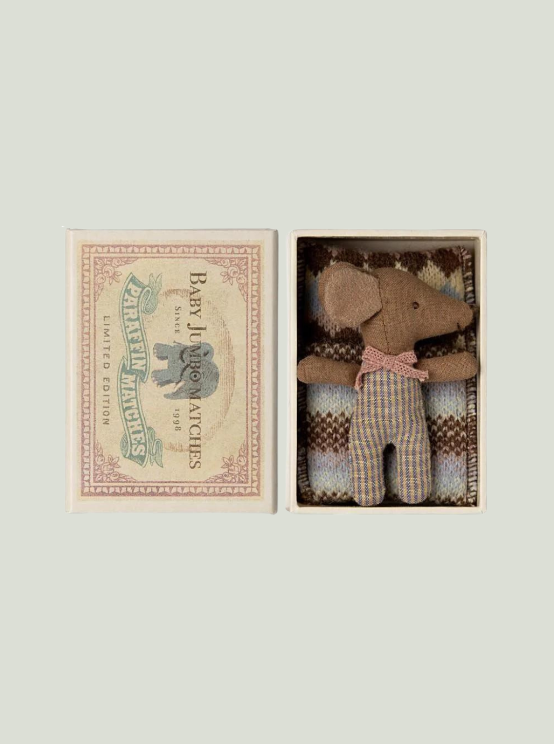 MAILEG Myszka Sleepy wakey baby mouse w pudełku po zapałkach, rose