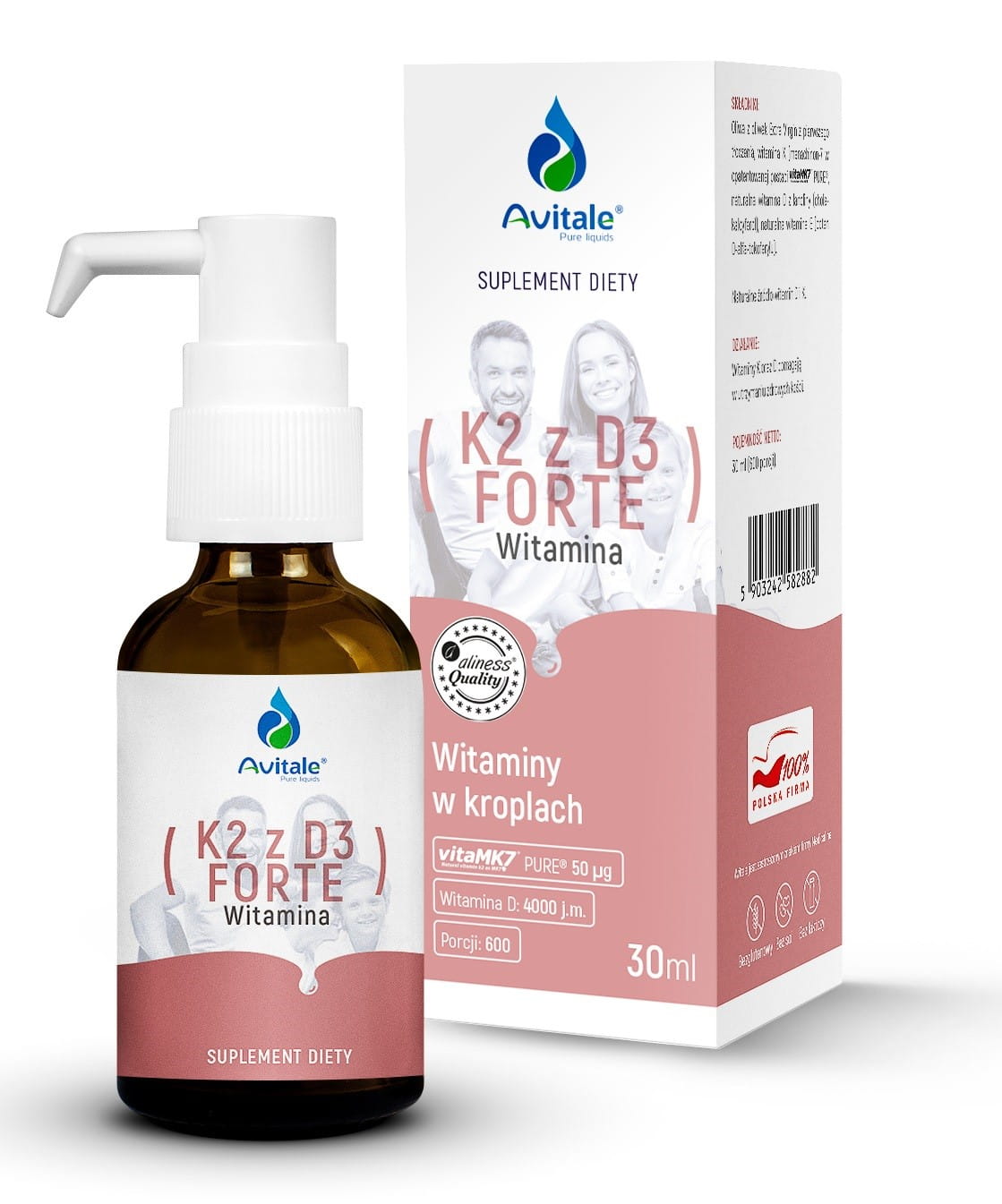 Witamina K2 + D3 FORTE (Vita MK7) 50uq + D3 4000IU Olive 30 ml Krople Avitale