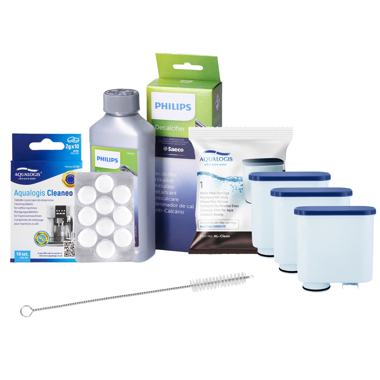 3x Filtr AL-Clean Do Ekspresu Philips LatteGo CA6903 Odkamieniacz CA6700 250ml Tabletki Szczotka