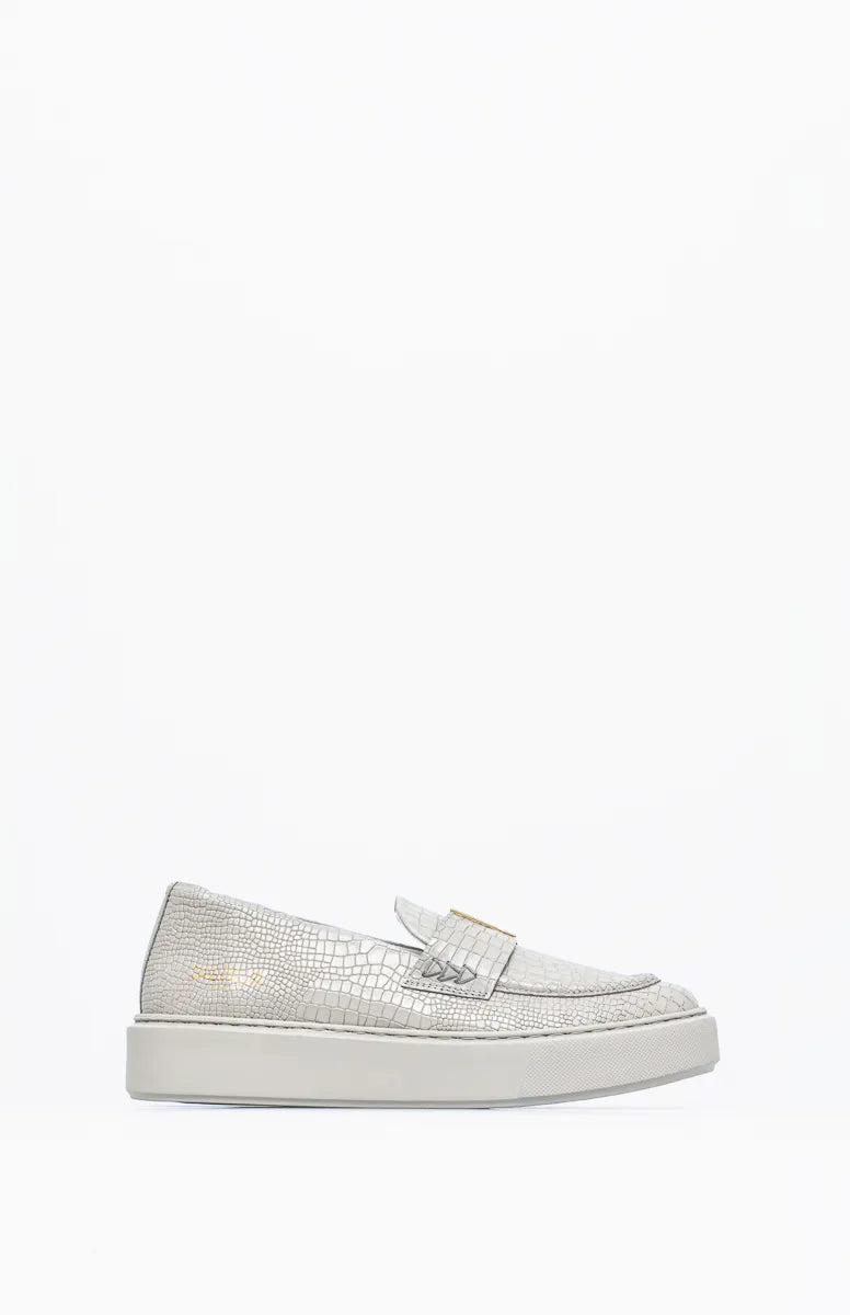 Mokasyny skórzane KAYLA LIGHT GRAY COCO 39 - Vanda Novak