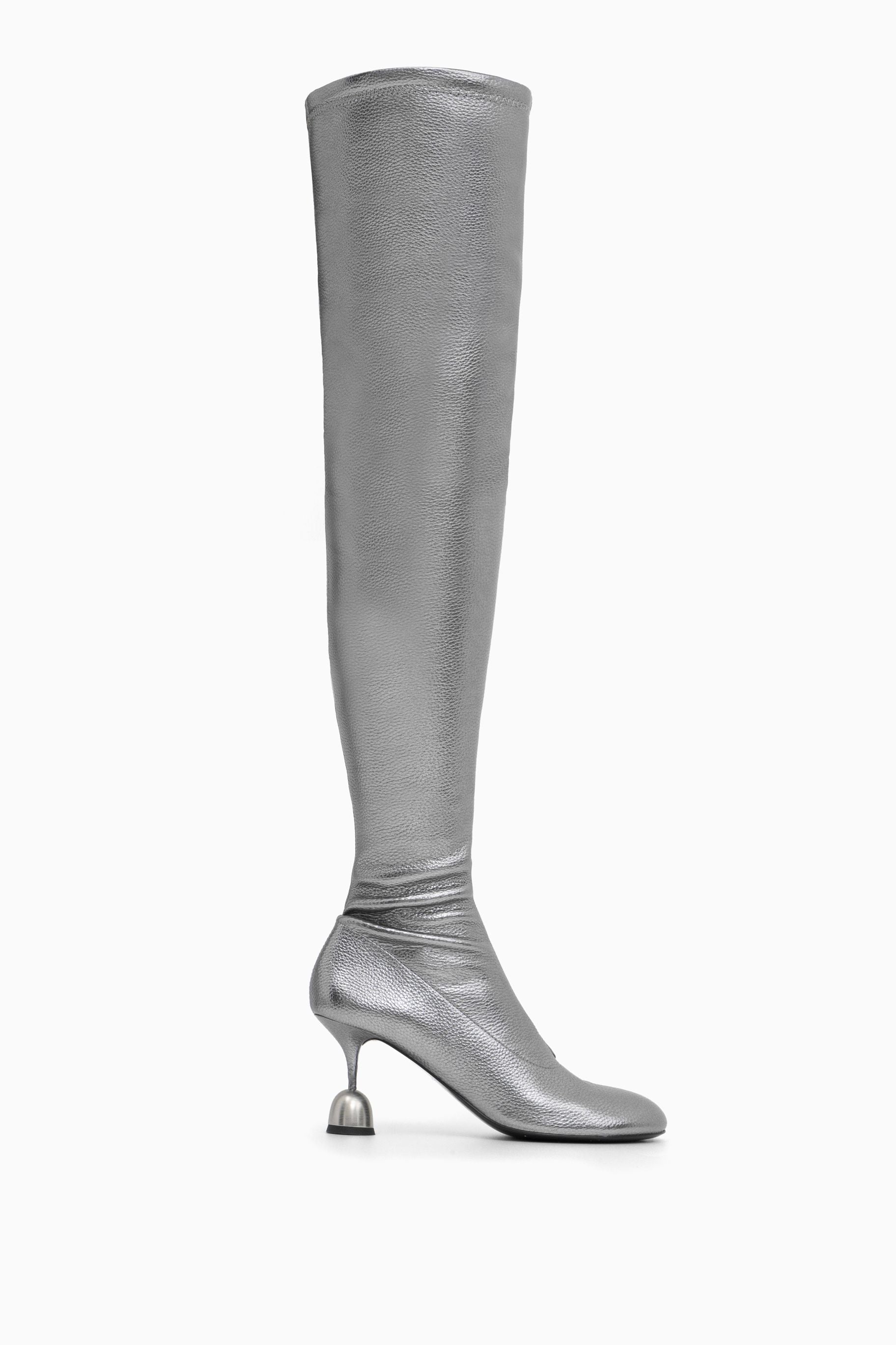 Skórzane kozaki damskie CORNELIA METALLIC SILVER 37 - Vanda Novak