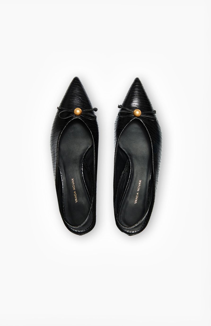 Baleriny skórzane CECILIA SHARK BLACK 37 - Vanda Novak