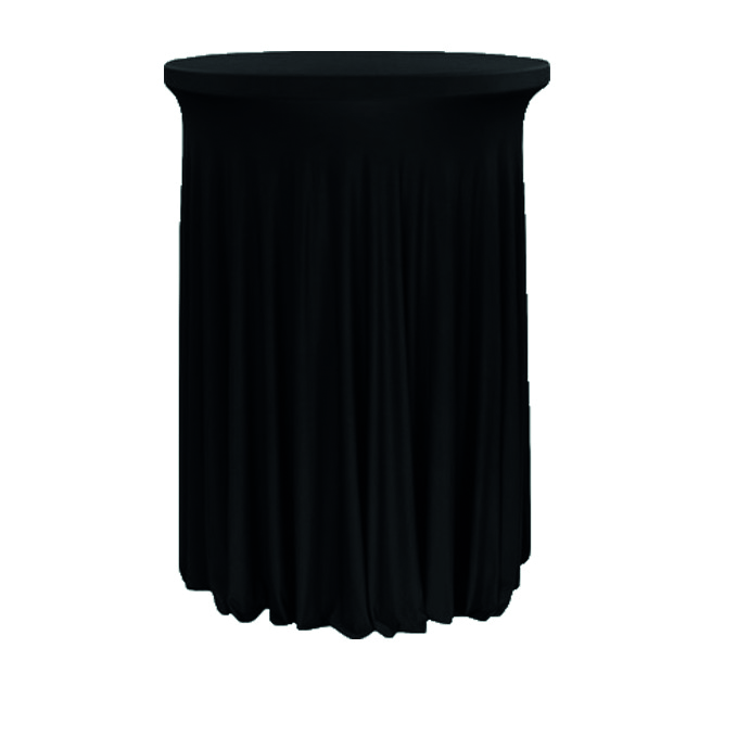 Pokrowiec elastyczny skirting czarny na stolik koktajlowy Fi80cm