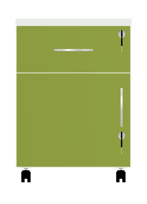 HEBE BP92 kontener na kółkach, prawy, 43,2x45x61h, kolory