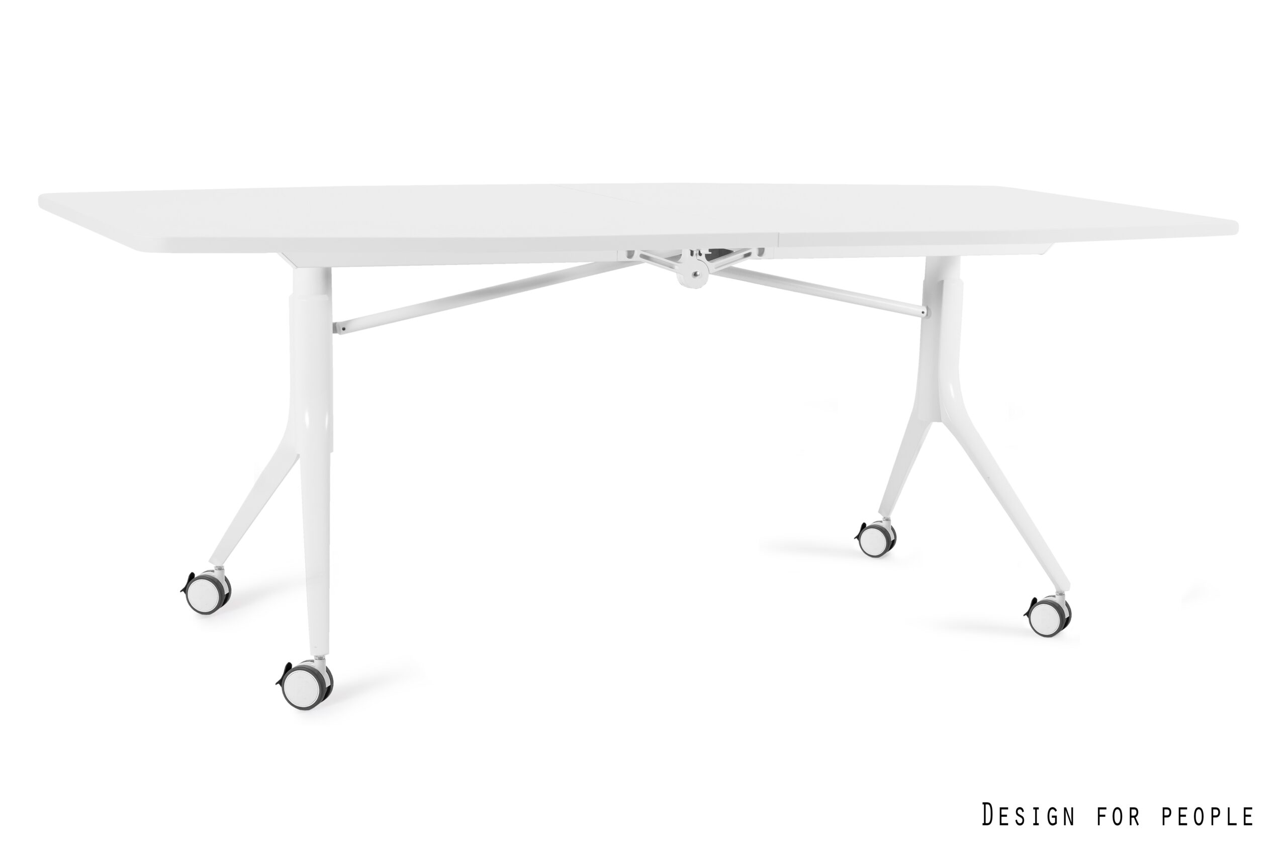 CARL Table duży stół mobilny, składany, biały stelaż, blat 2 kolory