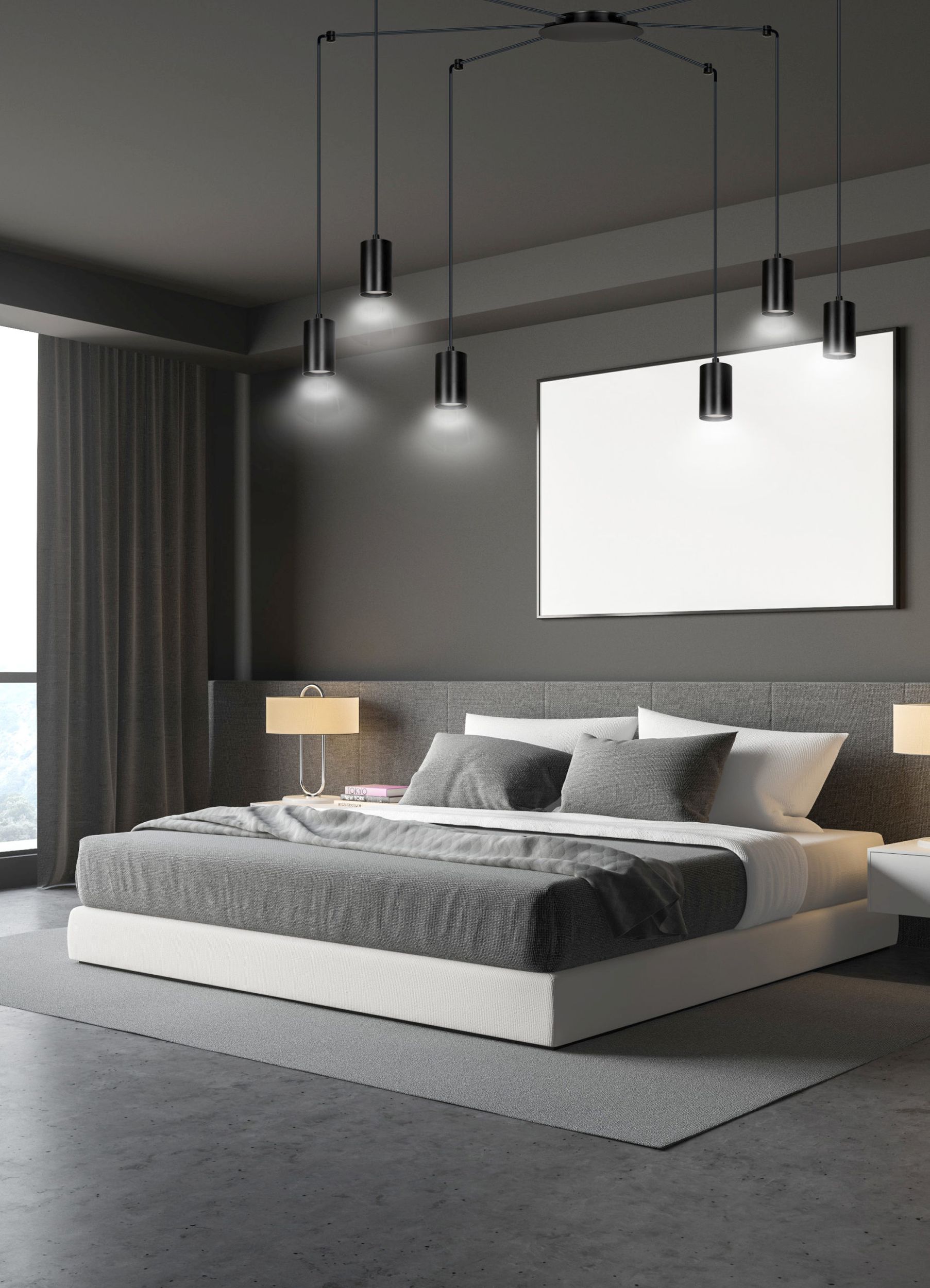Emibig Traker lampa wisząca 6x8 W czarna 524/6