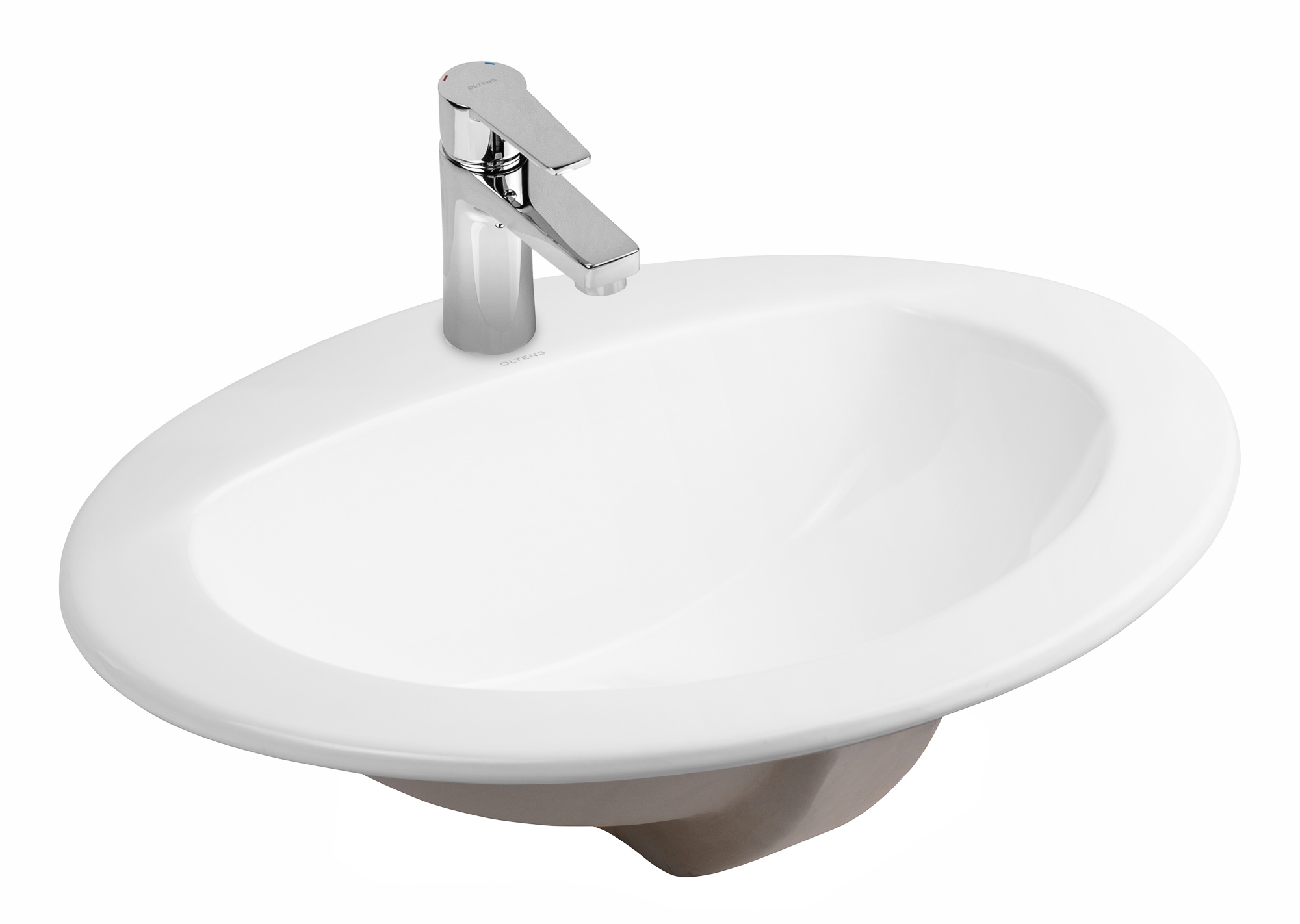 Oltens Kjos umywalka 52x46 cm wpuszczana w blat owalna z powłoką SmartClean biała 41700000 - Wysyłka w 24h