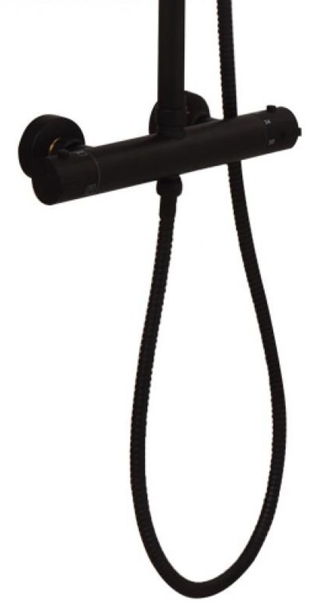 YokaHome Flova bateria prysznicowa ścienna termostatyczna czarny mat BW.FL-THERM-BLK