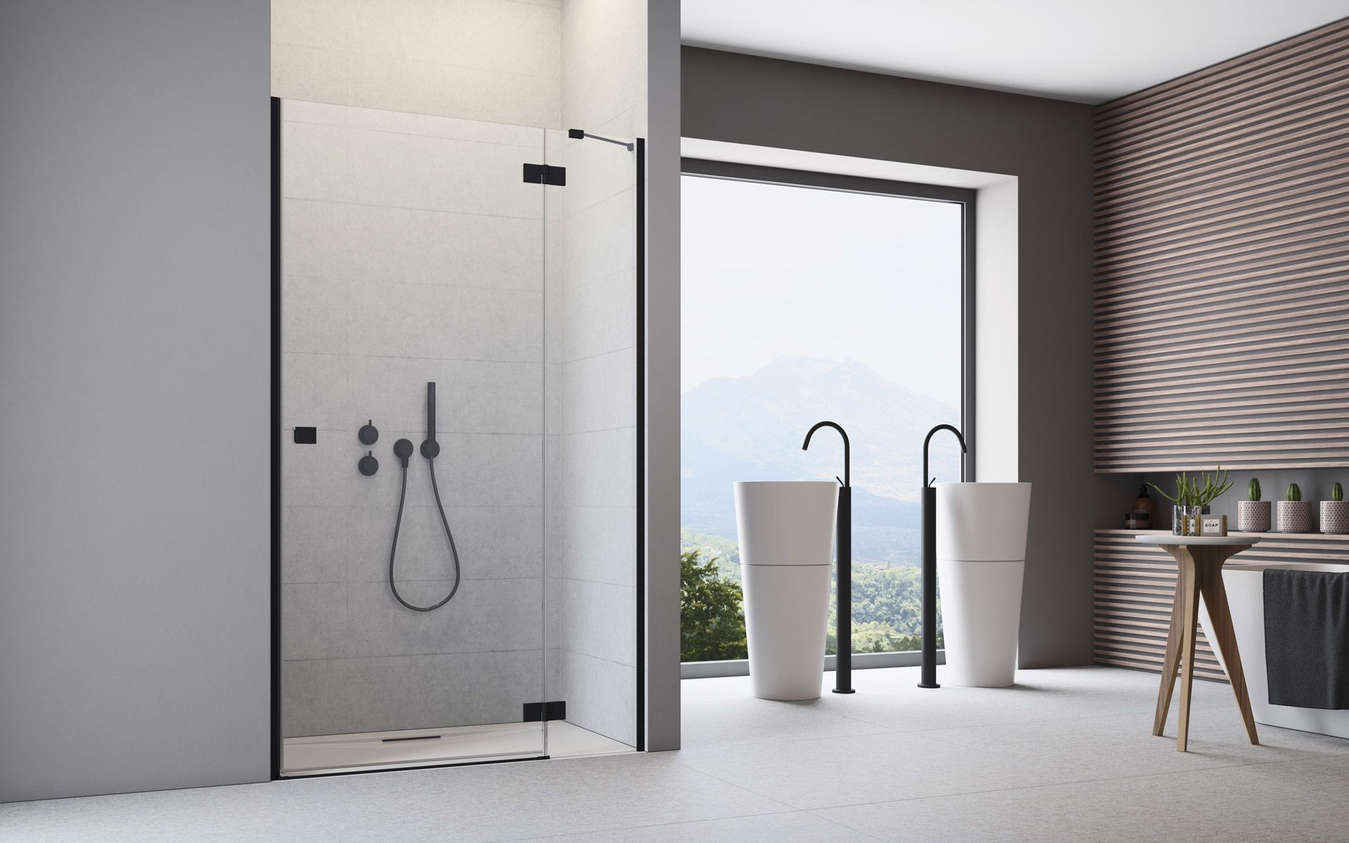 Radaway Essenza New Black DWJ drzwi prysznicowe 90 cm prawe czarny mat/szkło przezroczyste 1385013-54-01R