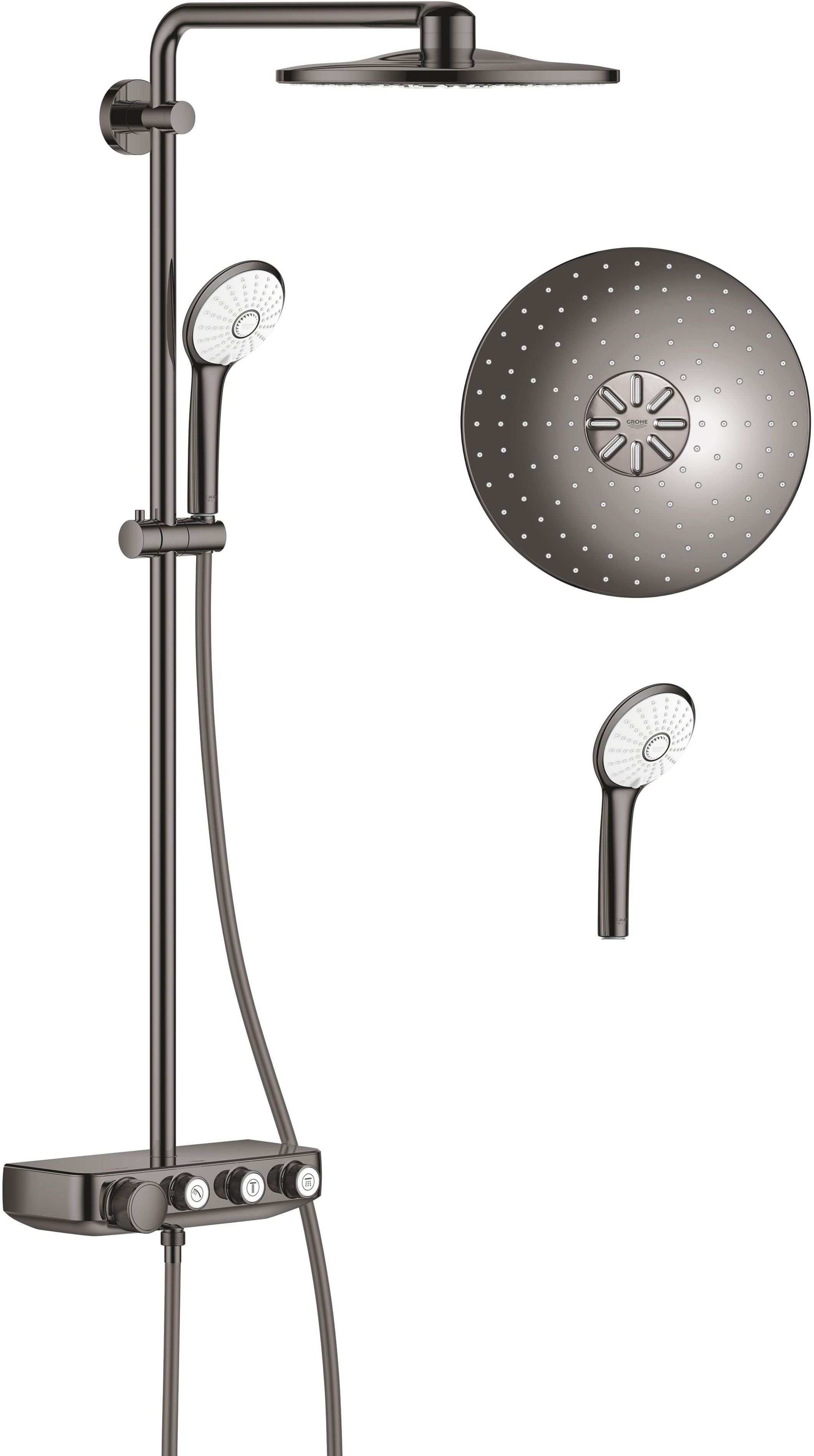 Grohe Euphoria System SmartControl 310 Duo zestaw prysznicowy ścienny termostatyczny z deszczownicą hard graphite 26507A00