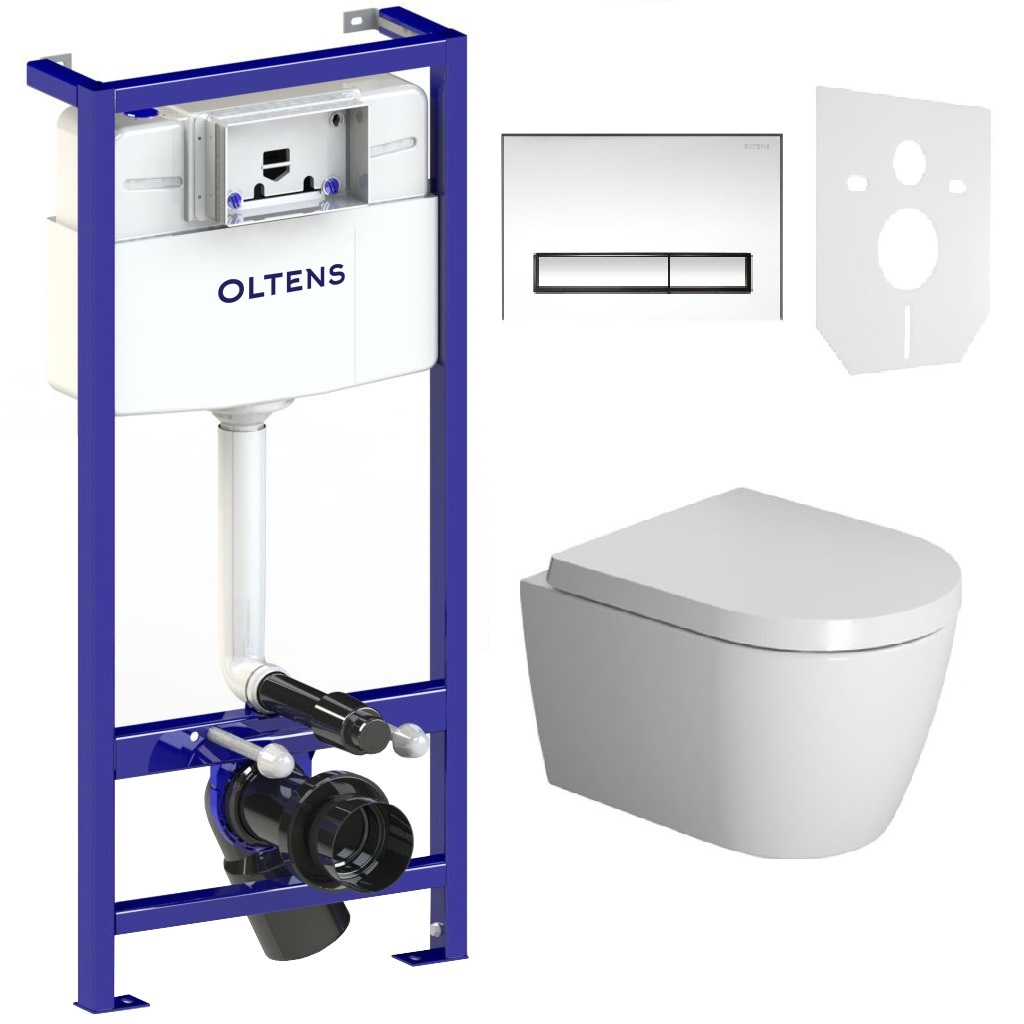 Zestaw Duravit ME by Starck miska WC Rimless wisząca z deską wolnoopadającą i stelaż podtynkowy Oltens Triberg Torne 5w1 z przyciskiem ... - Wysyłka w