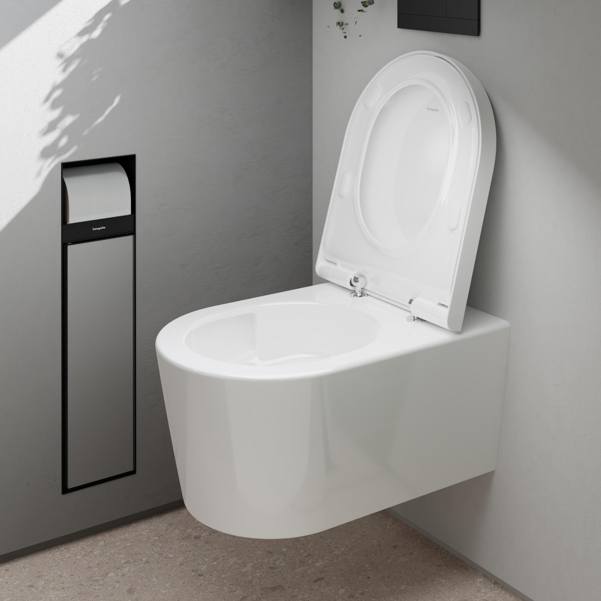 Zestaw Hansgrohe EluPura S miska WC z deską sedesową wolnoopadającą wisząca bez kołnierza spłukiwanie wirowe biały (62024450, ... - Wysyłka w 24h