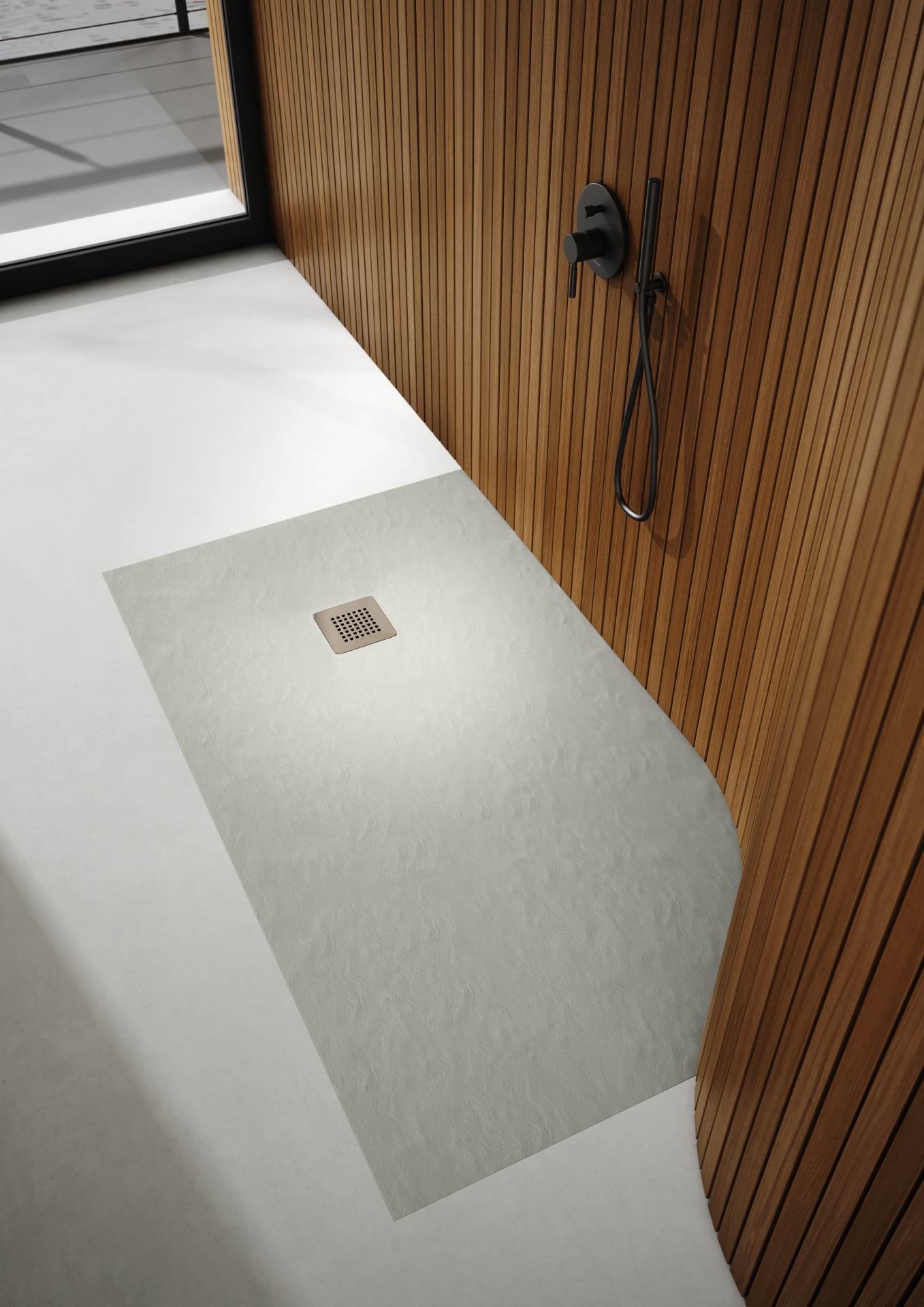 Schedpol Kalait Cement Stone brodzik 100x90 cm prostokątny Stonicryl cement 3.3115/CT/ST-M2