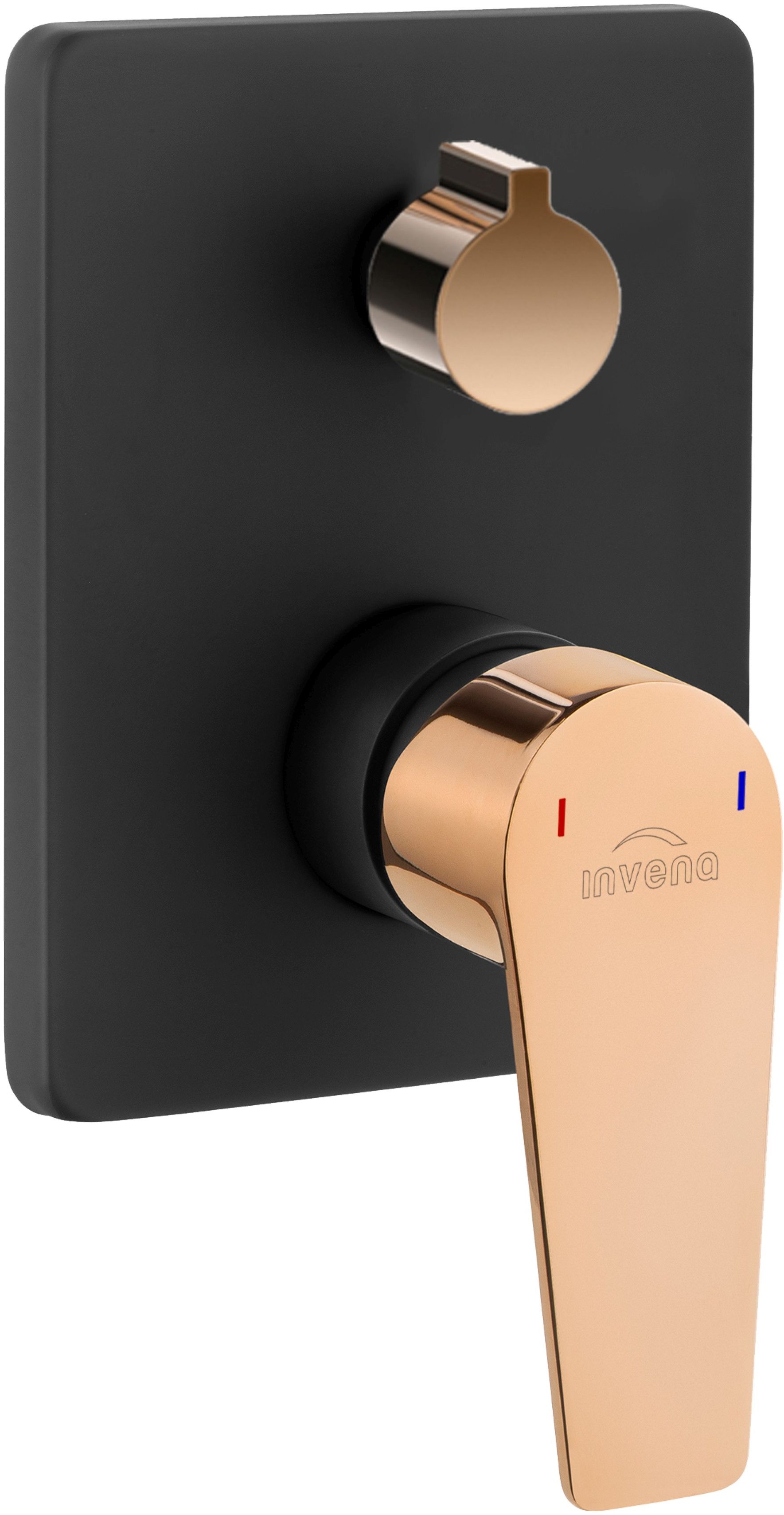 Invena Midnight bateria wannowo-prysznicowa podtynkowa czarny mat/różowe złoto BP-35-002