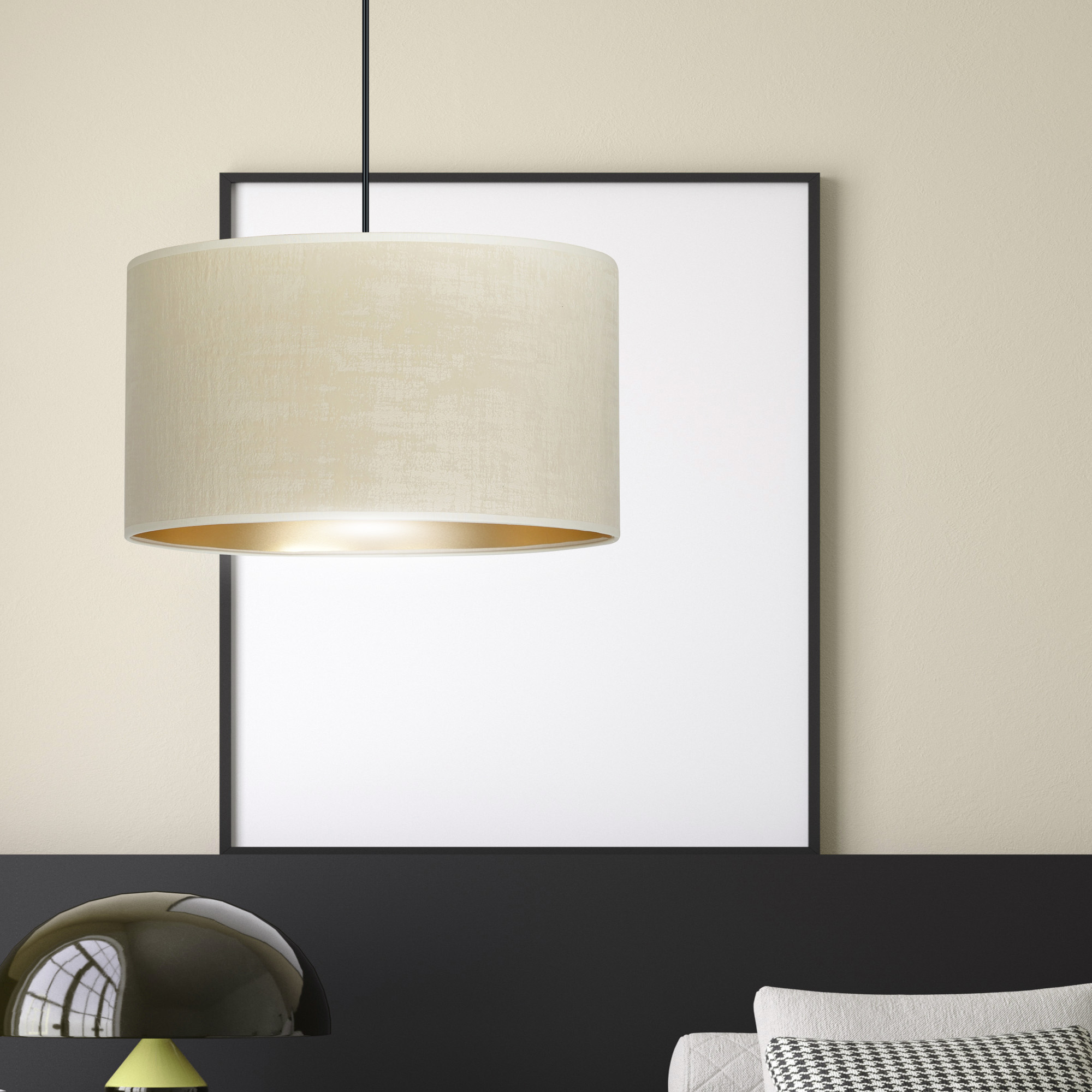 Emibig Hilde lampa wisząca 1x15 W biała-czarna-złota 1052/1 - Wysyłka w 24h