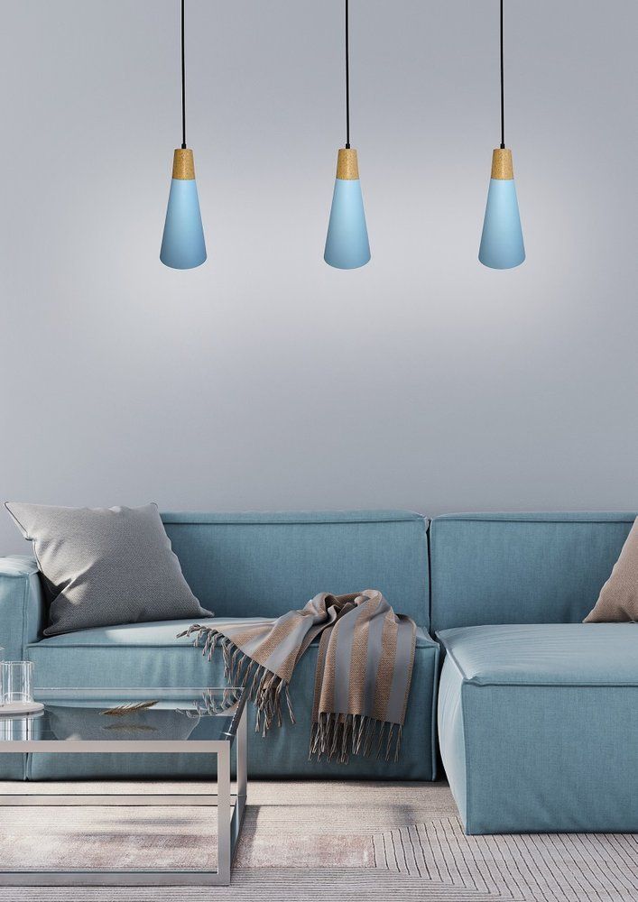 Ledea Faro lampa wisząca 1x40W niebieska/drewno 50101258 - Wysyłka w 24h
