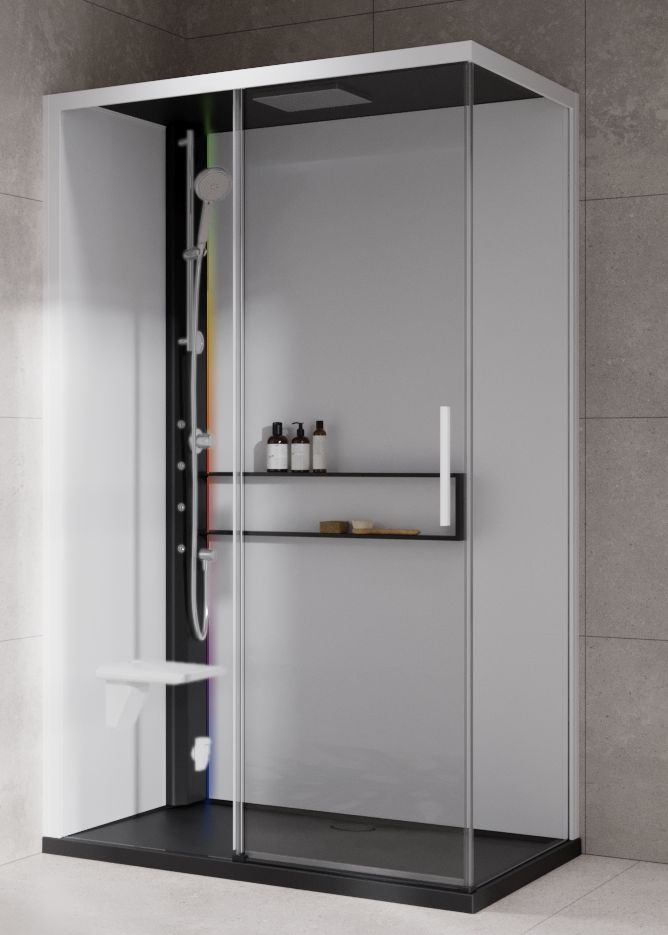 Novellini Glax 2 2.0 2P kabina z hydromasażem 120x80 cm parowa z brodzikiem lewa czarna G222P129SM5-1HU