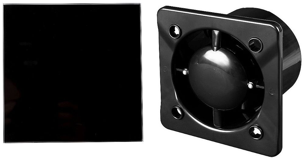 Zestaw Awenta System+ Silent 100H wentylator ścienno-sufitowy z panelem ozdobnym czarny/czarny połysk (KWS100CZ, PTGB100P)