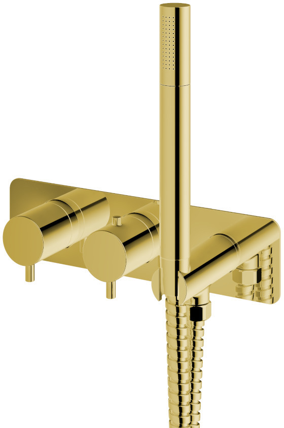 Kohlman Axel Gold bateria wannowo-prysznicowa podtynkowa termostatyczna złota QW265AGD