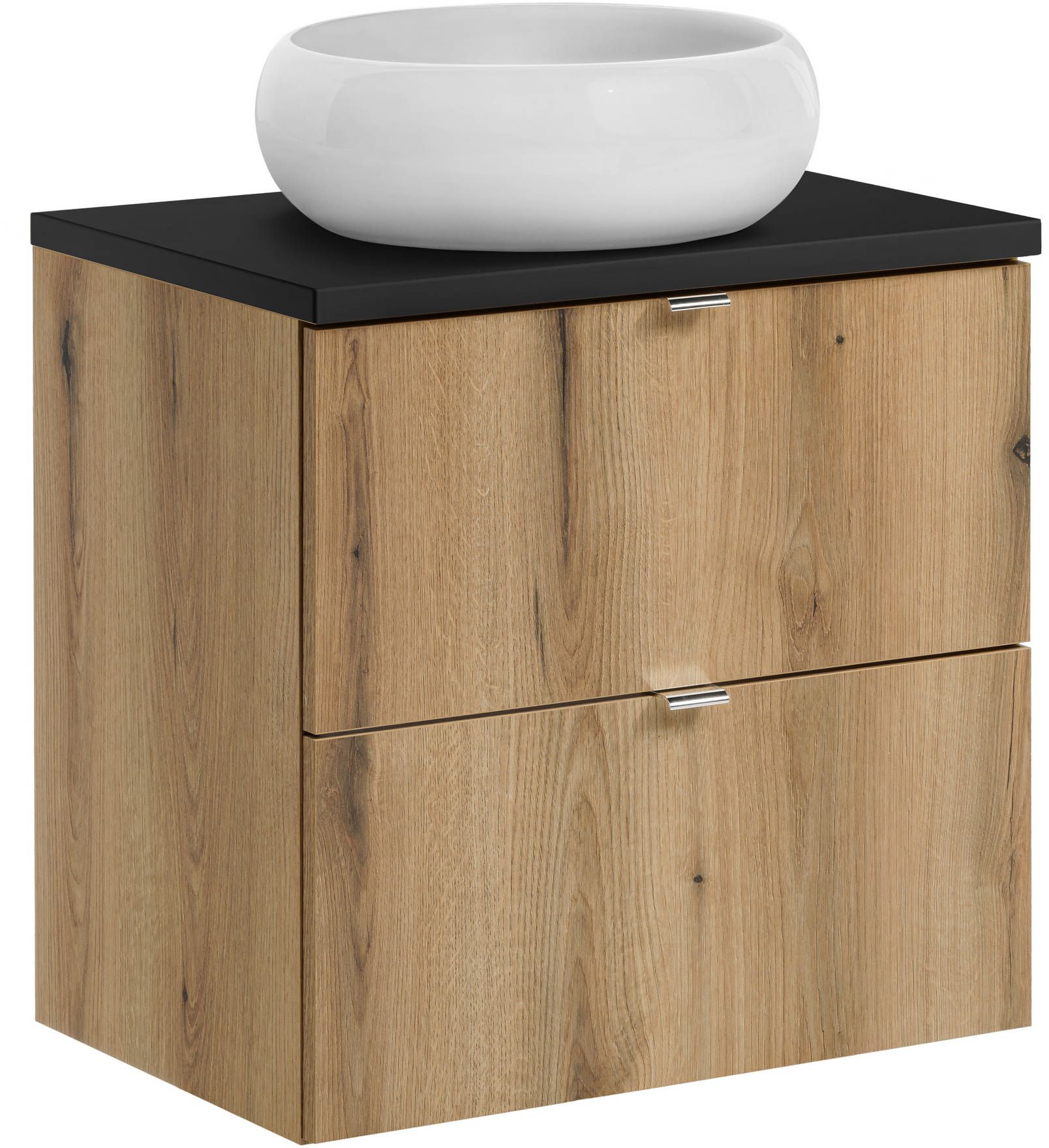 Zestaw meblowy Nova Oak szafka podumywalkowa 60 cm dąb z blatem czarnym i umywalką nablatową Wiki SET-NOA B BLACK 60CM S UN WIKI SW