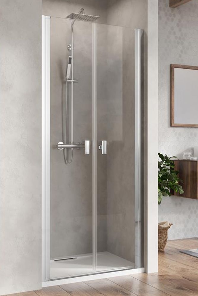 Radaway Nes DWD I drzwi prysznicowe 80 cm dwuczęściowe wnękowe chrom/szkło przezroczyste 10027080-01-01