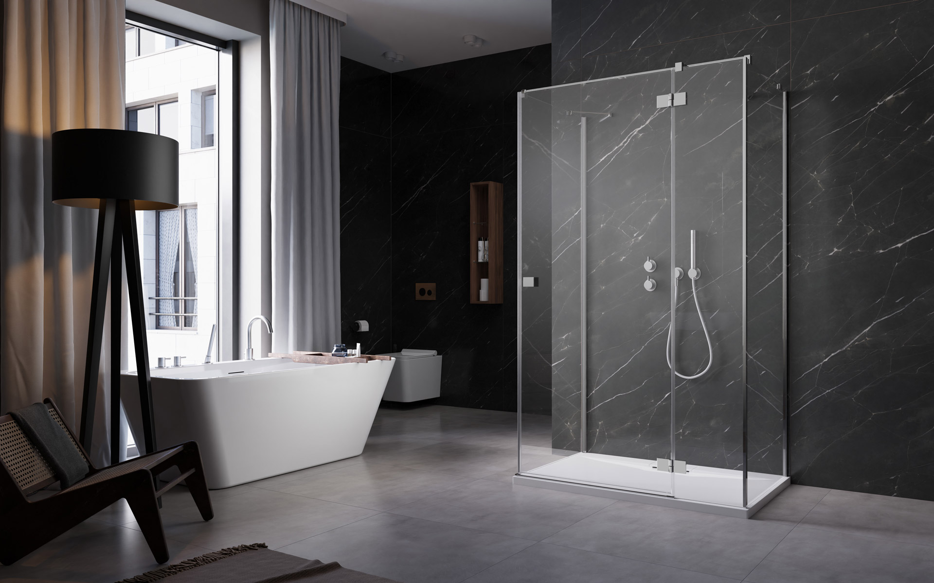Radaway Essenza New KDJ+S drzwi prysznicowe 80 cm prawe chrom/szkło przezroczyste 1385021-01-01R