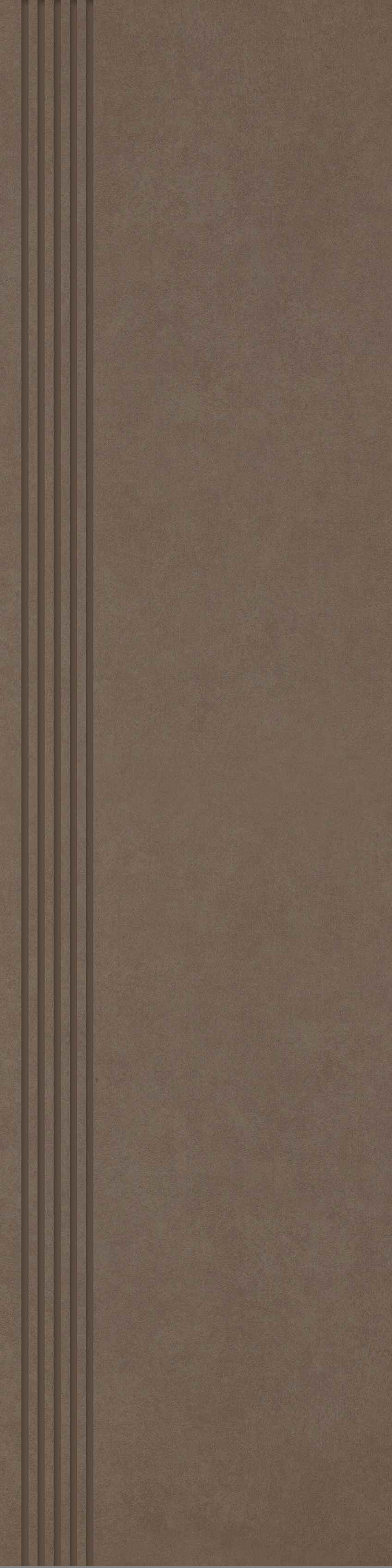 Paradyż Intero stopnica 29,8x119,8 cm prosta nacinana brązowy mat