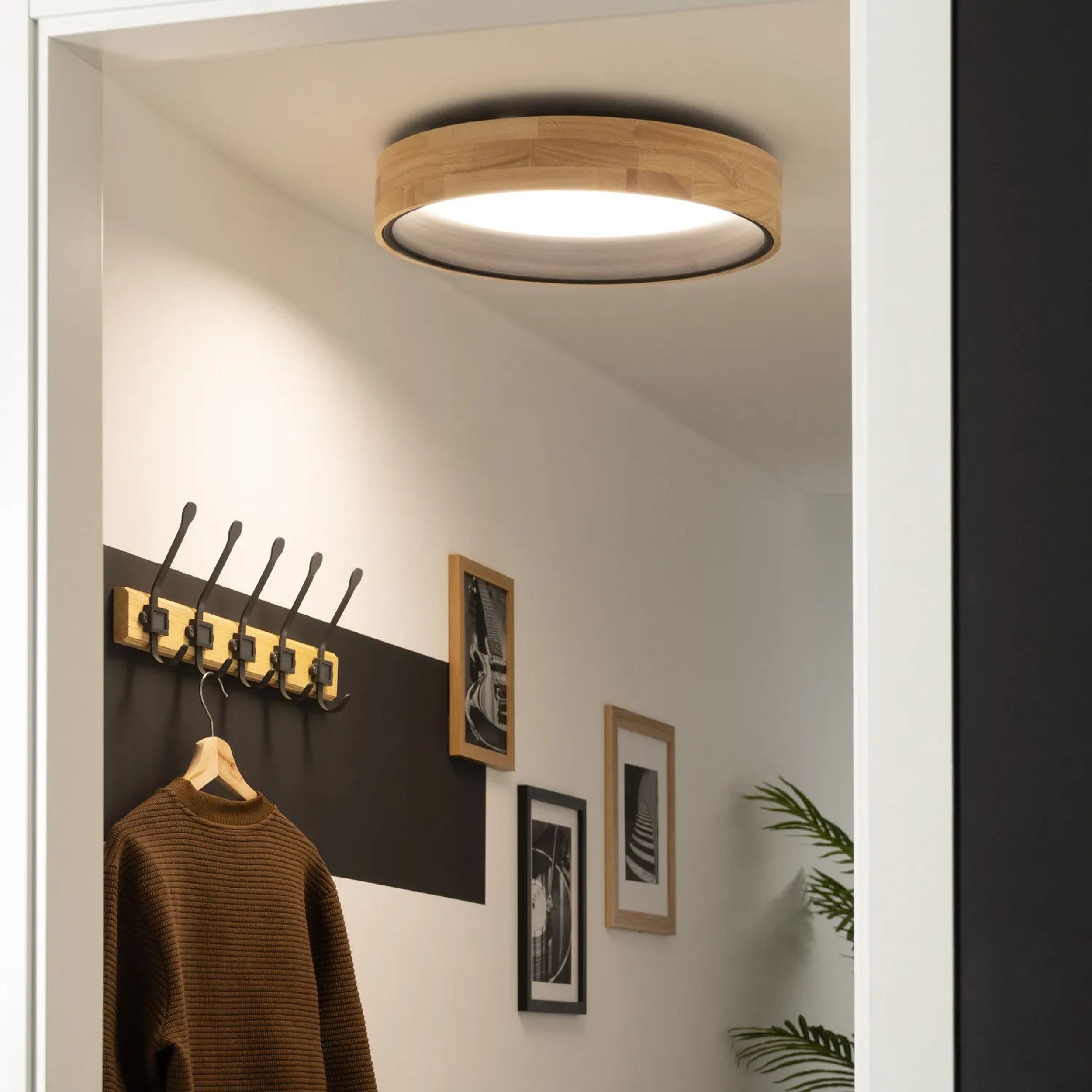 Abruzzo Naturale Vero Black plafon 1x21W LED drewniany/czarny ABR-PLODV-C-20W-CCT