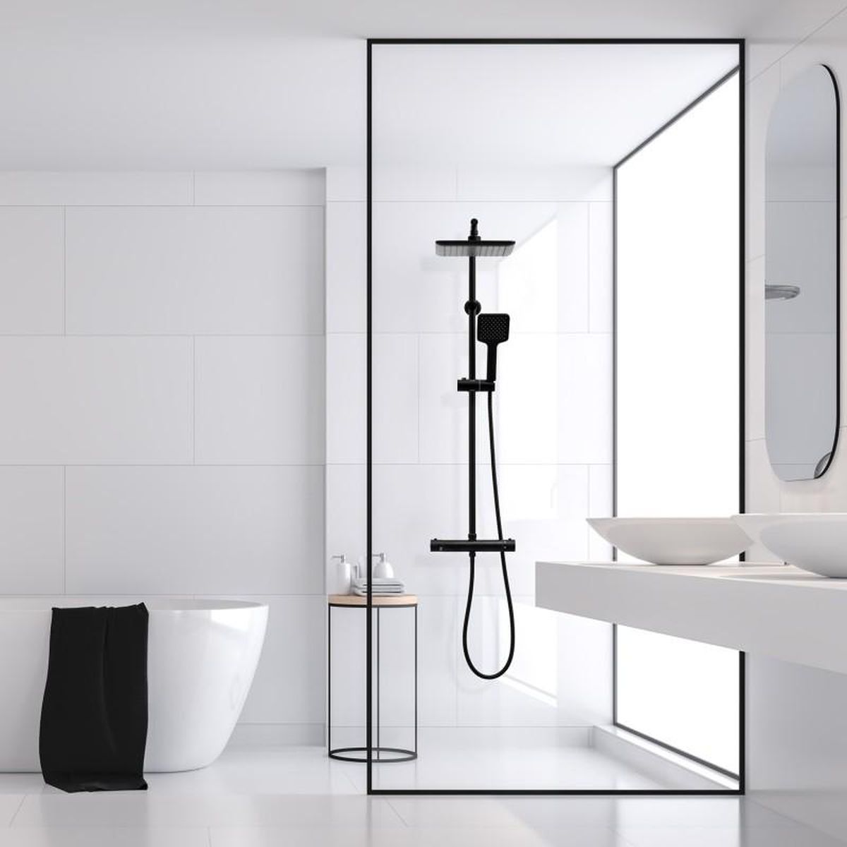 YokaHome Bergen zestaw prysznicowy ścienny termostatyczny z deszczownicą czarny mat BP.BODO-THERM-23-BLK - Wysyłka w 24h