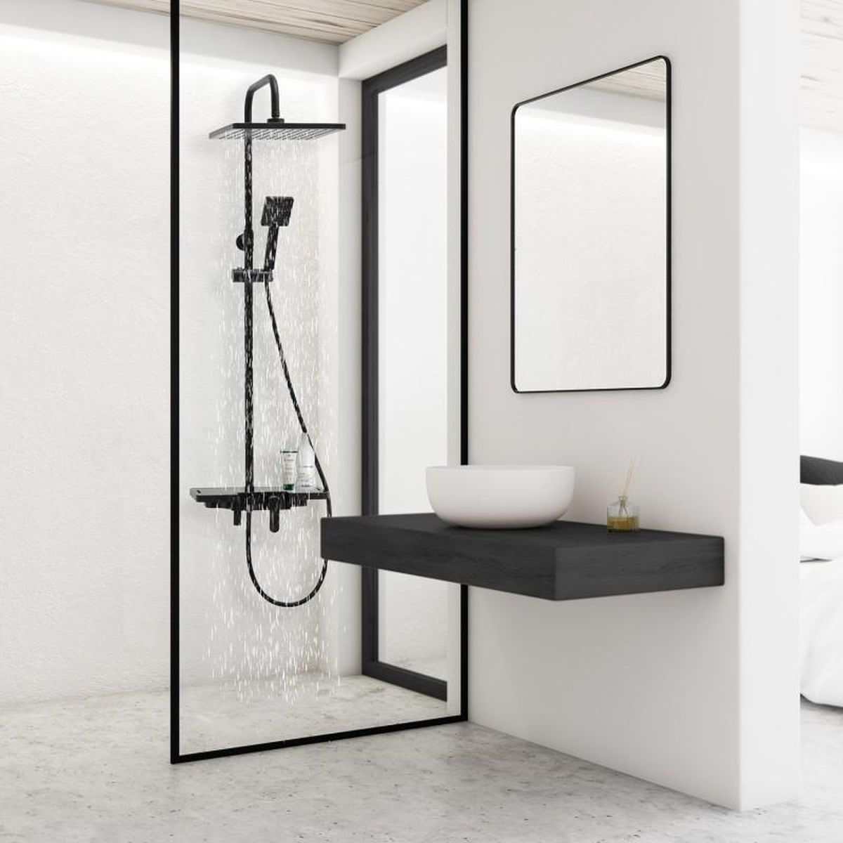 YokaHome Oslo zestaw prysznicowy ścienny z deszczownicą czarny mat BP.OSLO-30-BLK - Wysyłka w 24h
