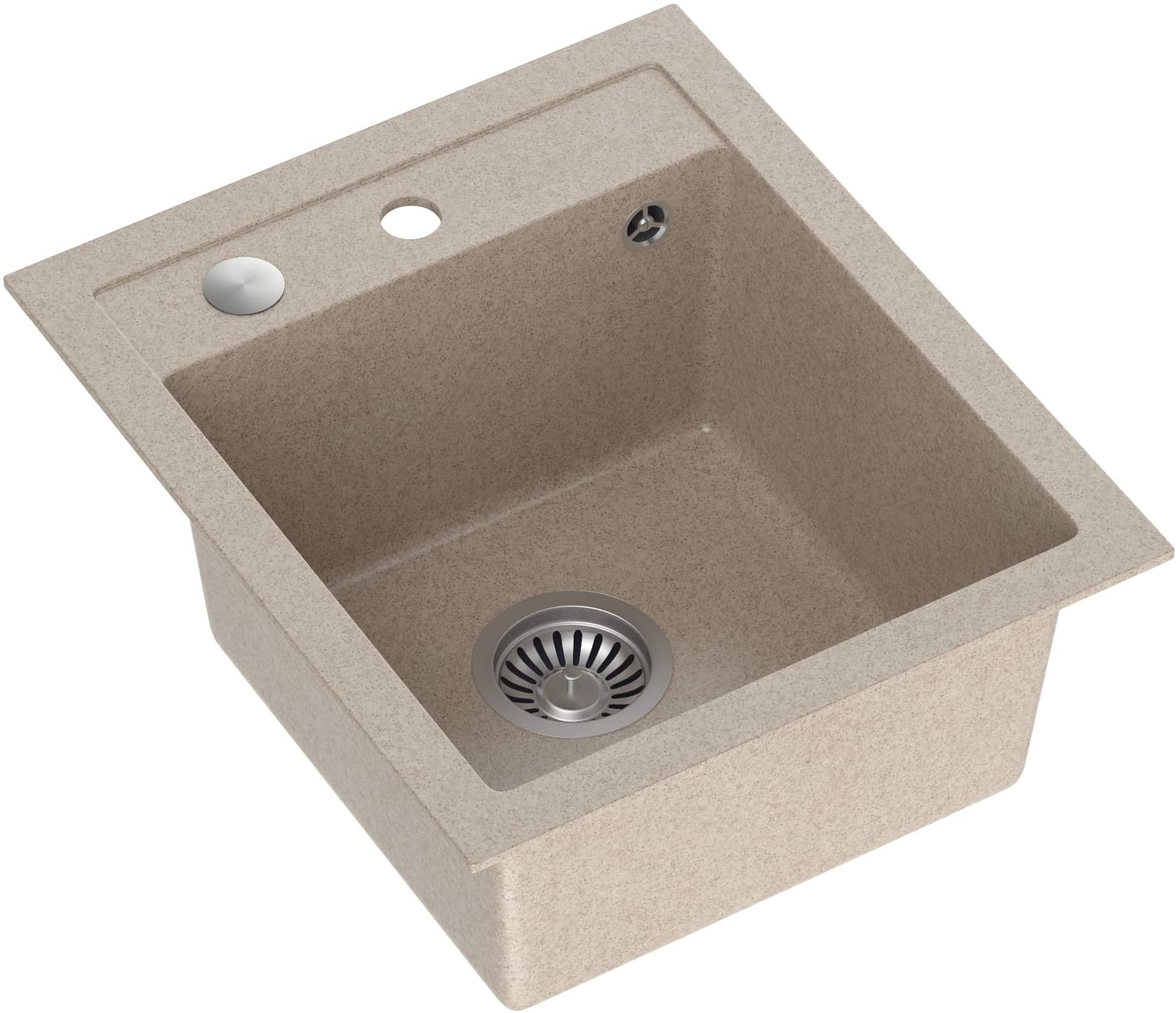 Quadron Johnny 100 zlewozmywak 50x43 cm GraniteQ wpuszczany river sand/elementy stalowe HCQJ4350BEZK - Wysyłka w 24h