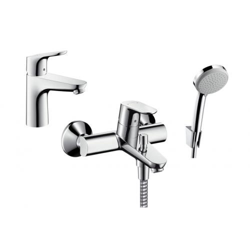 Zestaw baterii umywalkowa i wannowo-prysznicowa z zestawem prysznicowym Hansgrohe Focus 100 (31607000, 31940000, 27592000) - Wysyłka w 24h