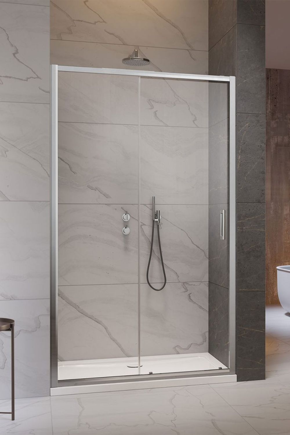 Radaway Premium Pro DWJ drzwi prysznicowe 140 cm wnękowe lewe chrom połysk/szkło przezroczyste 1014140-01-01L