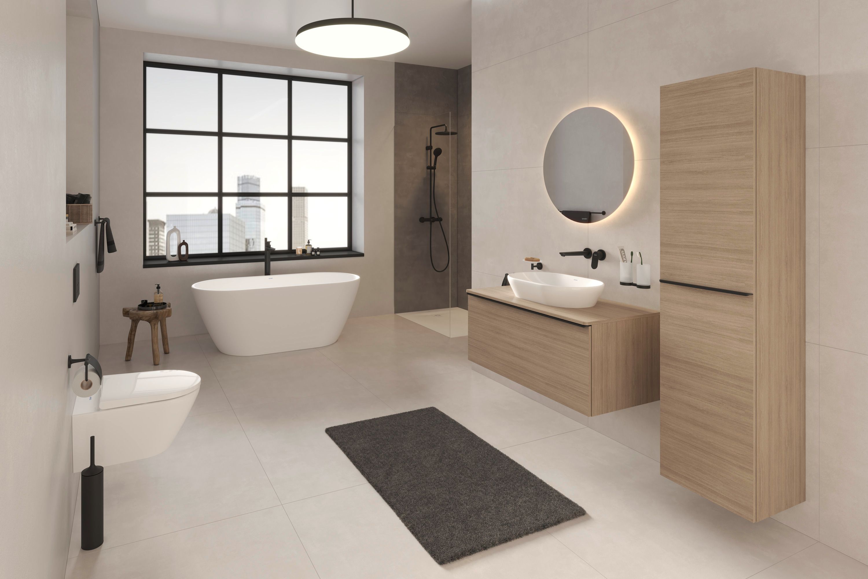 Duravit Shower Systems zestaw prysznicowy ścienny termostatyczny czarny mat TH4282008046