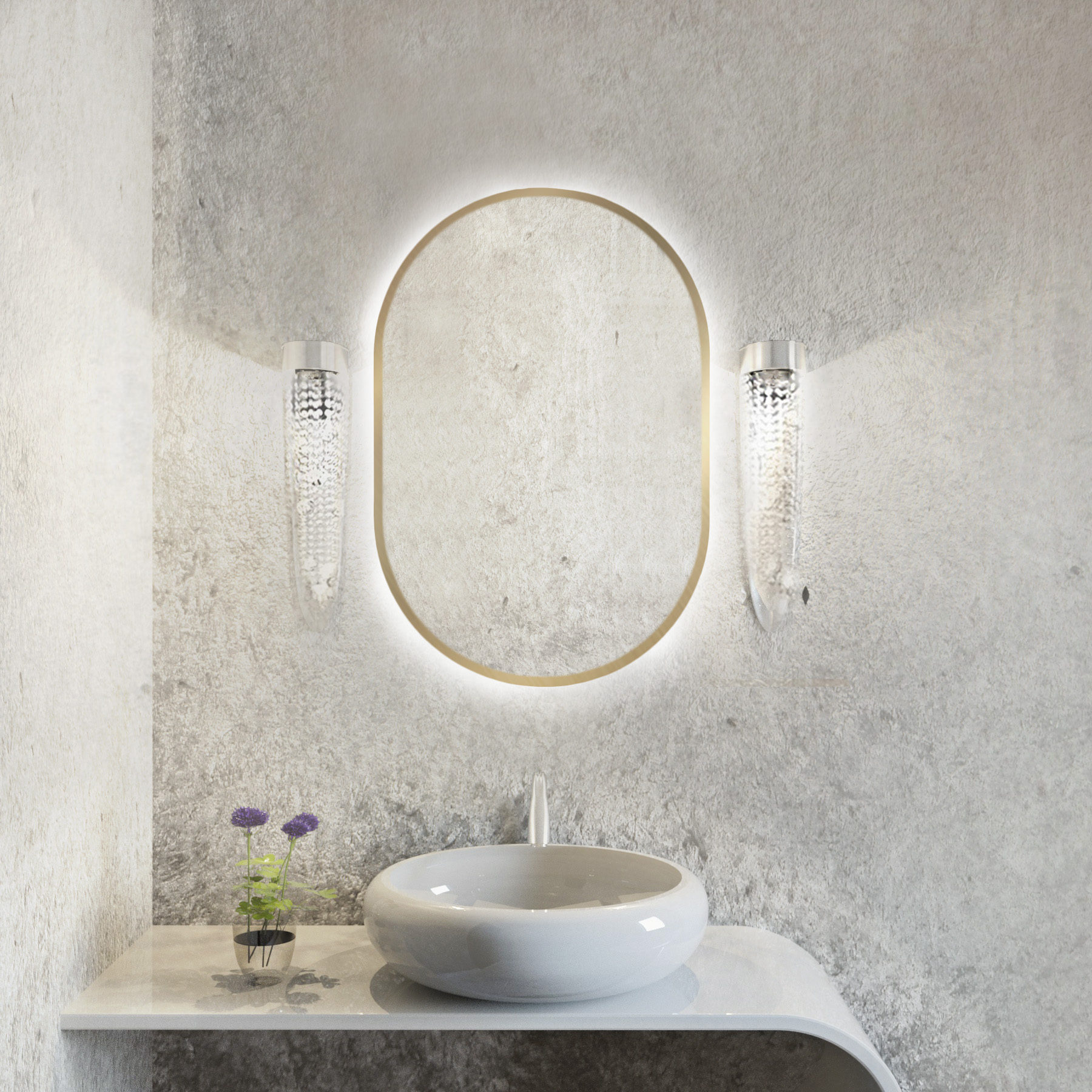 Baltica Design Tiny Border Pastille lustro 40x95 cm owalne z oświetleniem złoty barwa światła neutralna - Wysyłka w 24h