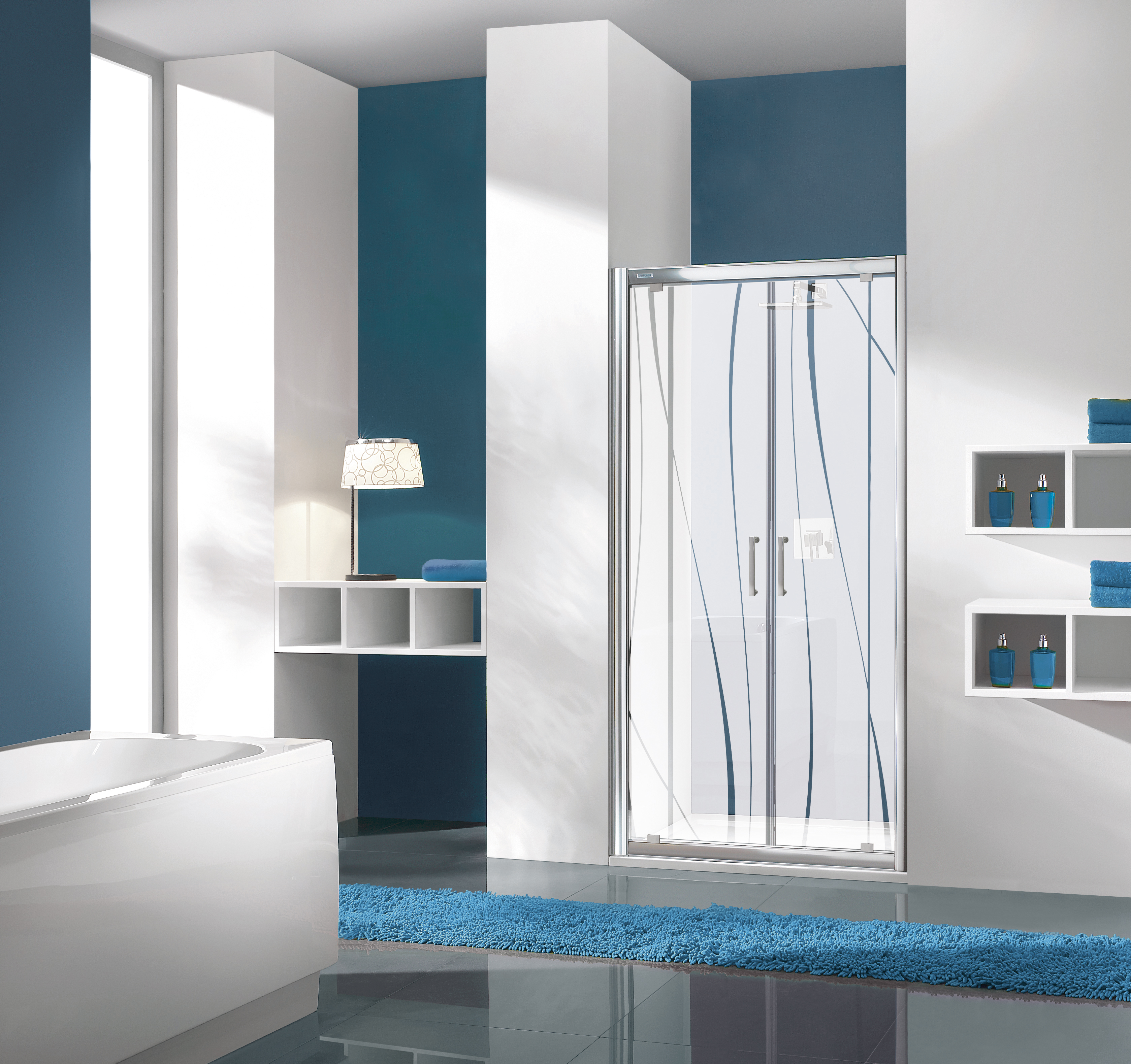 Sanplast TX drzwi prysznicowe z profilem 90 cm uchylne srebrny połysk/szkło ze wzorem 600-271-1930-38-231