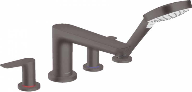 Hansgrohe Talis E bateria wannowo-prysznicowa 4-otworowa czarny chrom szczotkowany 71748340