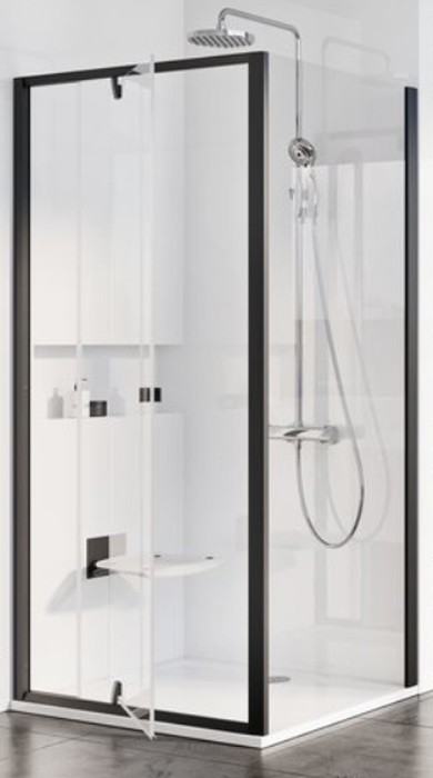 Ravak Pivot PPS-100 ścianka prysznicowa 100 cm stała czarny mat/szkło przezroczyste 90GA0300Z1