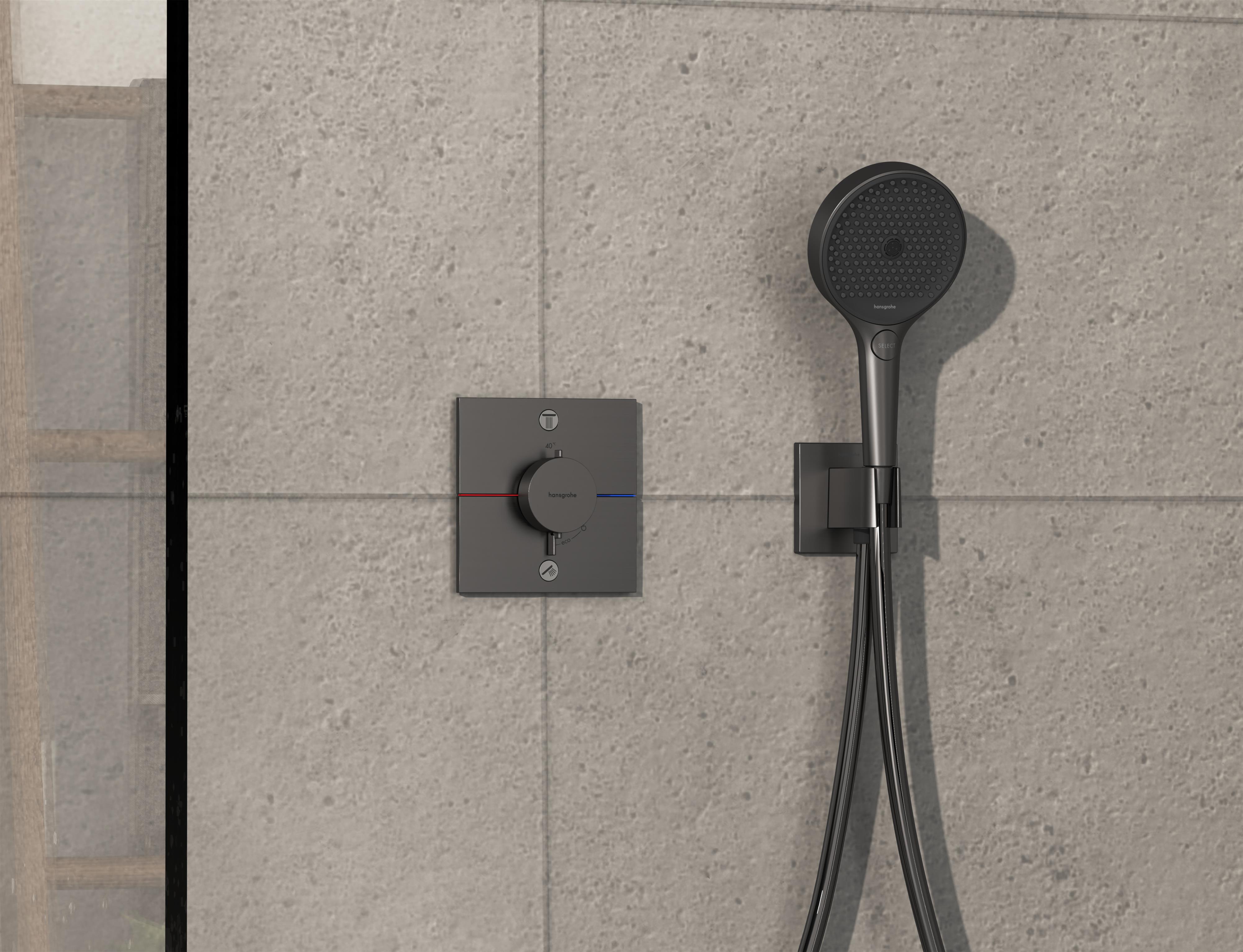 Hansgrohe ShowerSelect Comfort E bateria wannowo-prysznicowa podtynkowa termostatyczna czarny chrom szczotkowany 15572340