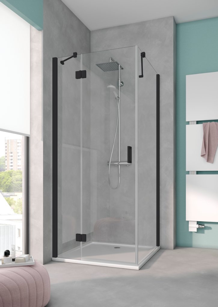 Kermi Osia OS STL drzwi prysznicowe 80 cm lewe czarny soft/szkło przezroczyste OSSTL080203PK