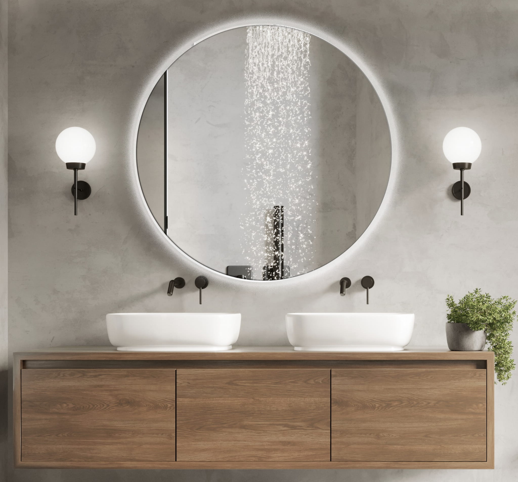 BD Art Luna lustro 60 cm okrągłe z oświetleniem białe 301210000052